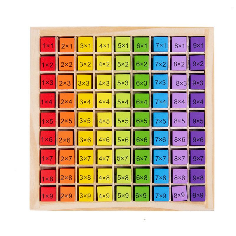 Wooden Multiplication Table Puzzle Educational Math Toy For Kids With Colorful Design