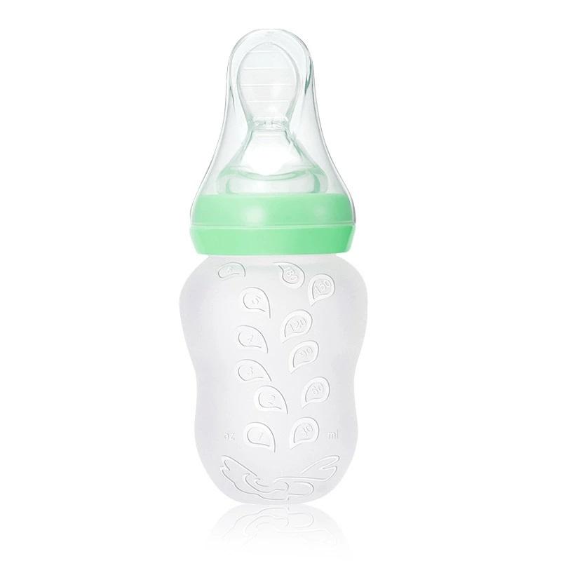 

Безопасная и практичная силиконовая детская бутылочка с ложкой, пищевая добавка, бутылочка для рисовых хлопьев, ложка, бутылочка для кормления молоком, чашка зелёный