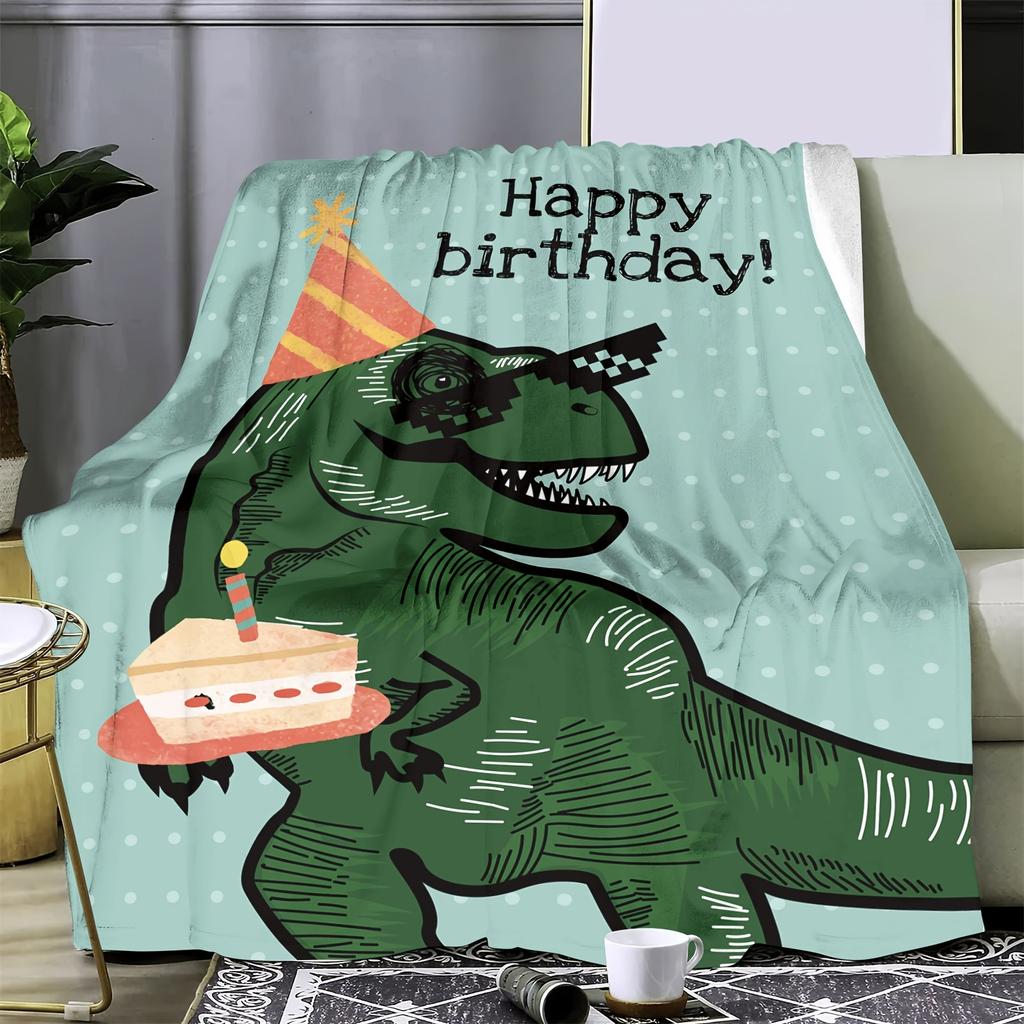 Cartoonish and fun dinosaur patterns Flannel printed blanket suitable for all seasons suitable for living office sofa and travel