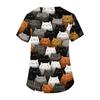 Women's V Neck Short Sleeve Work Top with Pockets Cartoon Print Medical Uniform Scrub Shirt for Healthcare Professionals