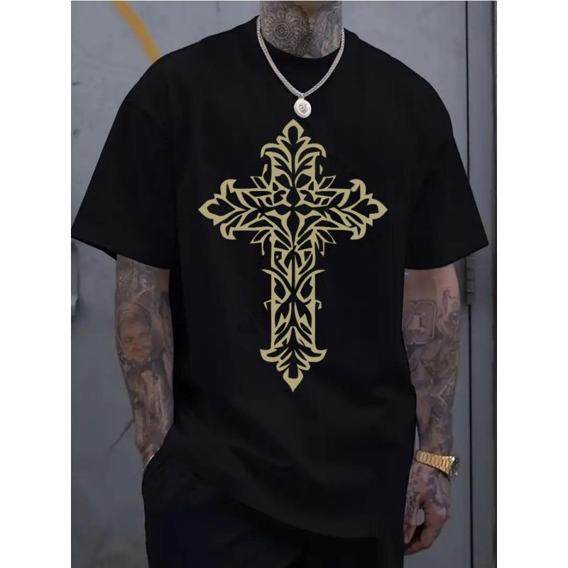 European Size Men'S Trendy Crew Neck T-shirt | Versatile Short-Sleeved, Suitable for Travel/Summer/Beach, Fitness/Running/Training, Export Style