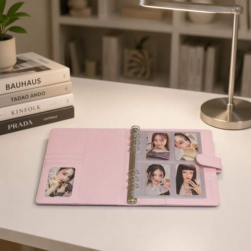 A5 Kpop Photocard Binder 240 Pockets Holder Album 30 Double-Sided Sleeves Pack 6 Ring PU Leather Folder Cover Cute