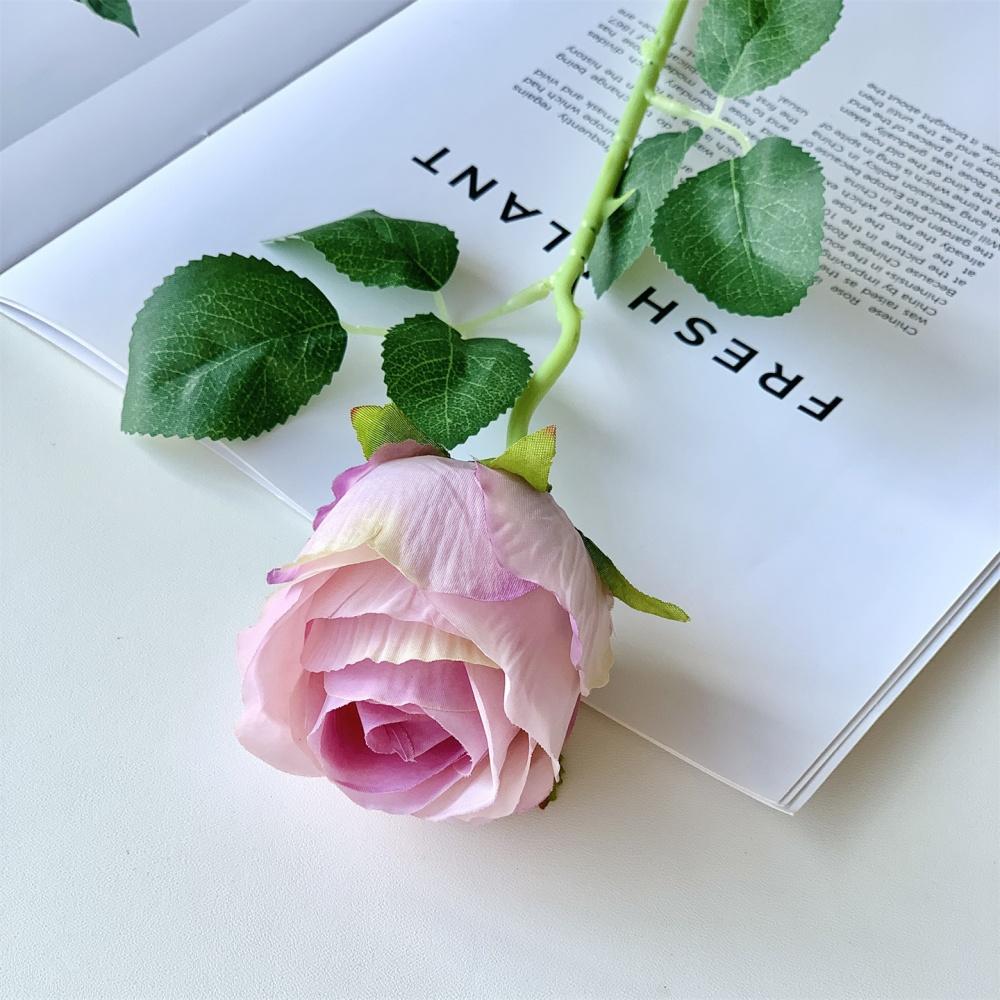 Artificial Pink Rose Flower Valentine's Day Wedding Bridal Photography Props Home Decoration Simulation Silk Rose Bouquet