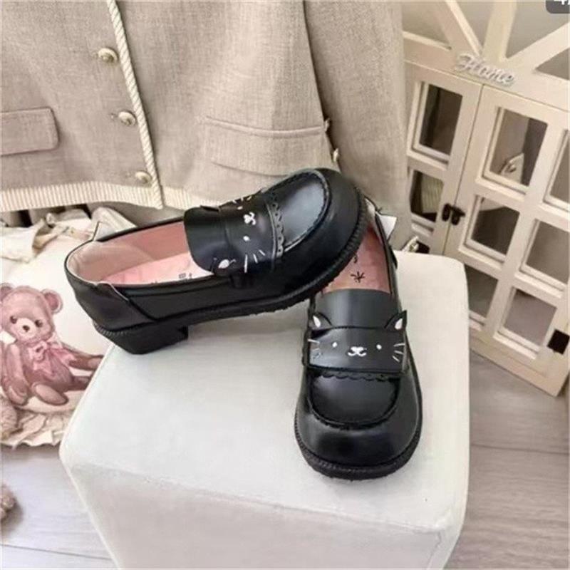 

College style explosive casual Mary Jane shoes campus style with jk versatile cute uniform student single shoes small leather shoes women 35 чёрный