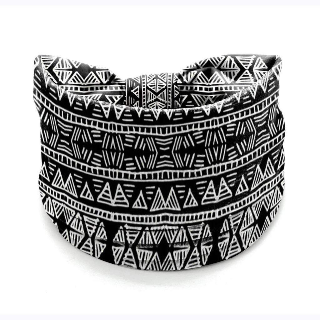 Bohemian African Ethnic Print Knotted Yoga Headband – Wide Elastic Women's Hair Accessory