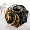 Golden & Silver Dragon Yin Yang Symbol Wall Art Print Umbrella, Cute Umbrella with Cute Design, Portable 3-Fold Compact Umbrella for Men & Women, Vale