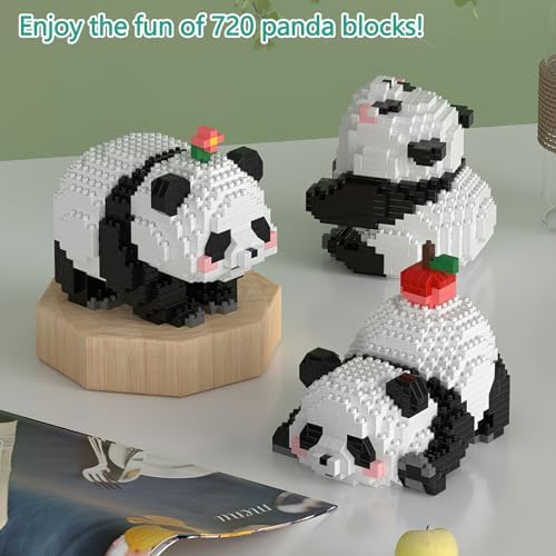 3 in 1 Panda Building Blocks Toy Set, Animal Construction Bricks Creative Building Toys for Kids Ages 6+ Years Old, Birthday Gift for Boys Girls