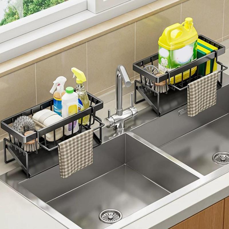 Sponge Drainer Rack Stainless Kitchen Organizer Bathroom Sink Rack Soap Holder Organizer Rack