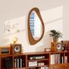 Miroir Mural Miroir Fenêtre avec Cadre en Placage de Pin pour Chambre à Coucher Salon, 91,5 x 45 x 3 cm, Bois Naturel
