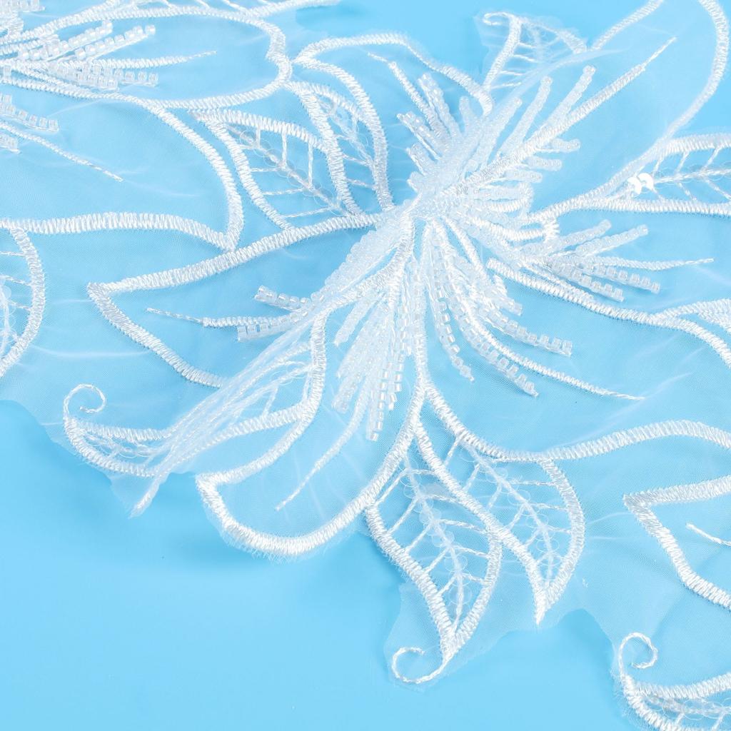 Bead Embroidery Mesh Bottom Embroidery Beads Lace Beads Embroidery Accessories Lace Fabric Wedding Dress Width 20Cm
