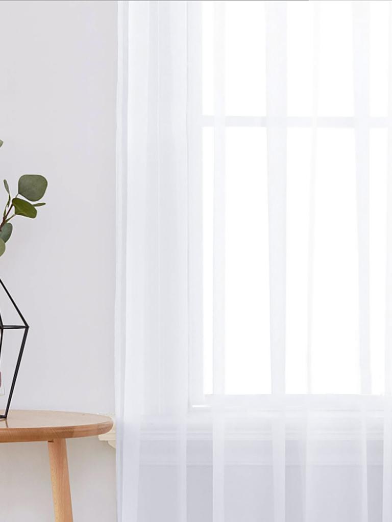 1pc Modern Solid Colour Sheer Curtain, Curtains for Living Room, Bedroom, Home Decoration, French Window Screen Grommet Top