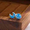 Chic Blue Planet Epoxy Stud Earrings for Women