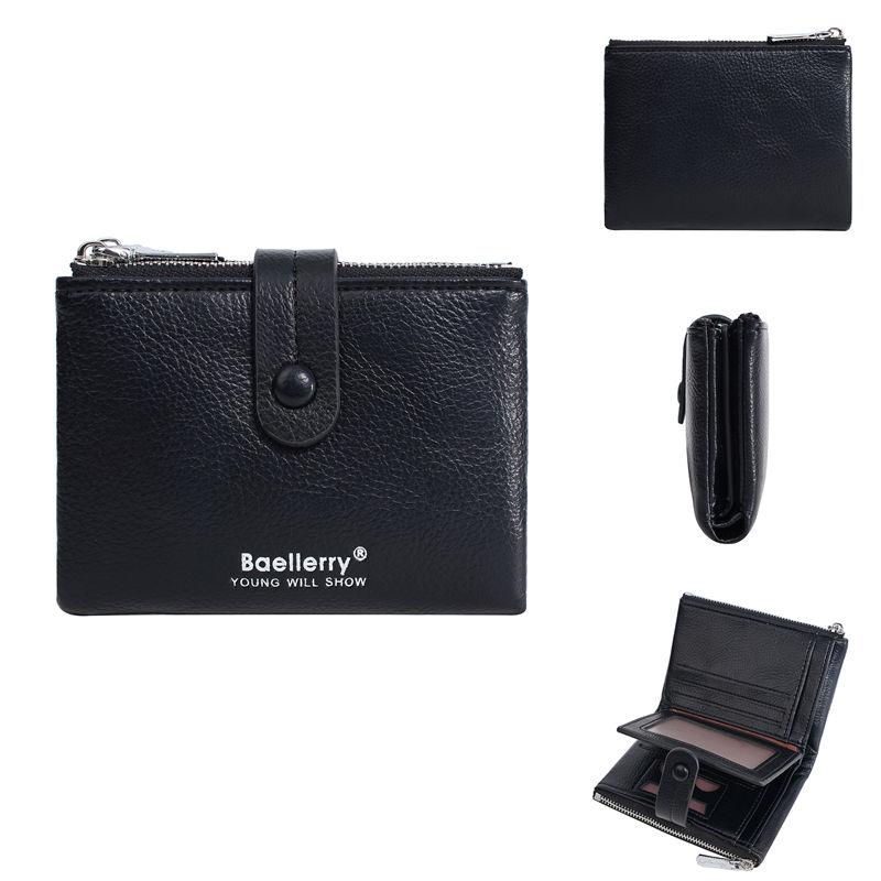 Baellerry Women Fashion Short Wallets Casual Tri-fold Coin Purse Double Zipper Card Holder Purses GZW