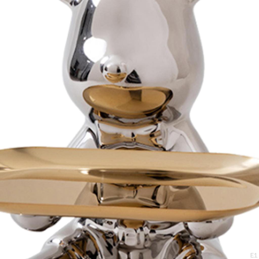 Bear Statue Piggy Bank Modern Sculpture for Holidays Desktop Home Silver