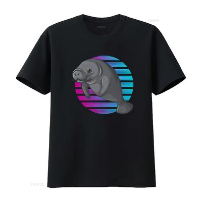 Camiseta Retrô Peixe-boi Engraçada Fofa Animal tee Jovem vintage Lavada Estilosa roupas de designer homme gráfica Ligeiramente streetwear