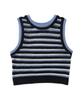 WEGO Siateczkowy Tank Top Dzianinowy Letni Krótki Rozmiar Koreański Niebieski Damski Top, Strój, Bez Rękawów, Długość, Streetwear, Casualowy, Styl, Prezent, Wiosna, Lato, Jesień, F,