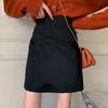 Female Clothing Irregular Bag Hip Skirts Spring Autumn High Waist A-Line Basic Solid Color Chic Folds Asymmetrical Mini Skirts