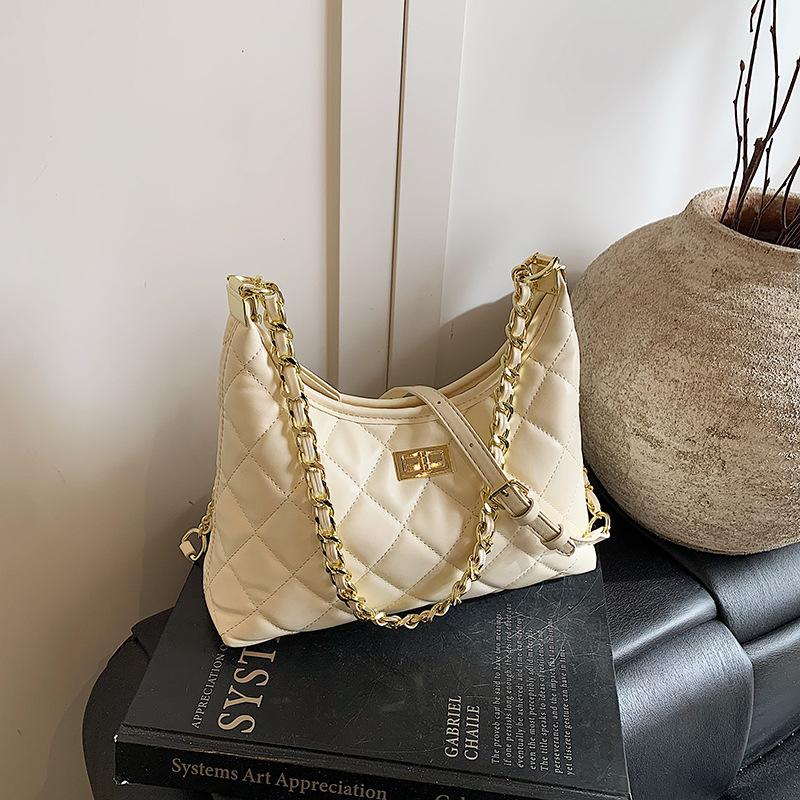 Rhombus Chain Bag Women's Spring and Summer 2025 New Casual Foreign Style Niche Design Versatile Single Shoulder Crossbody Bucket Bag