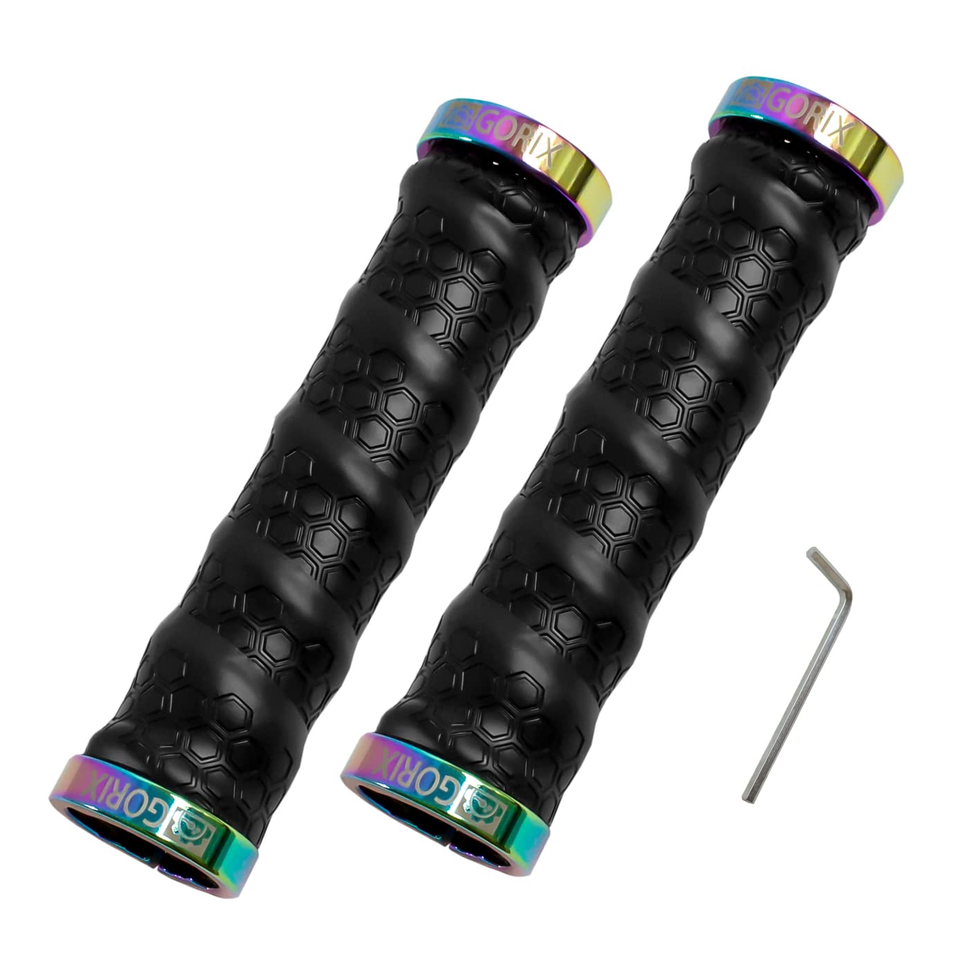 

GORIX Bicycle Grips & Handlebar Tape (GX-GP070 YOROKE) - Superior Grip and Comfort - Suitable for Cross Bikes, MTBs, Stylish, Oil Slick Finish, Shock
