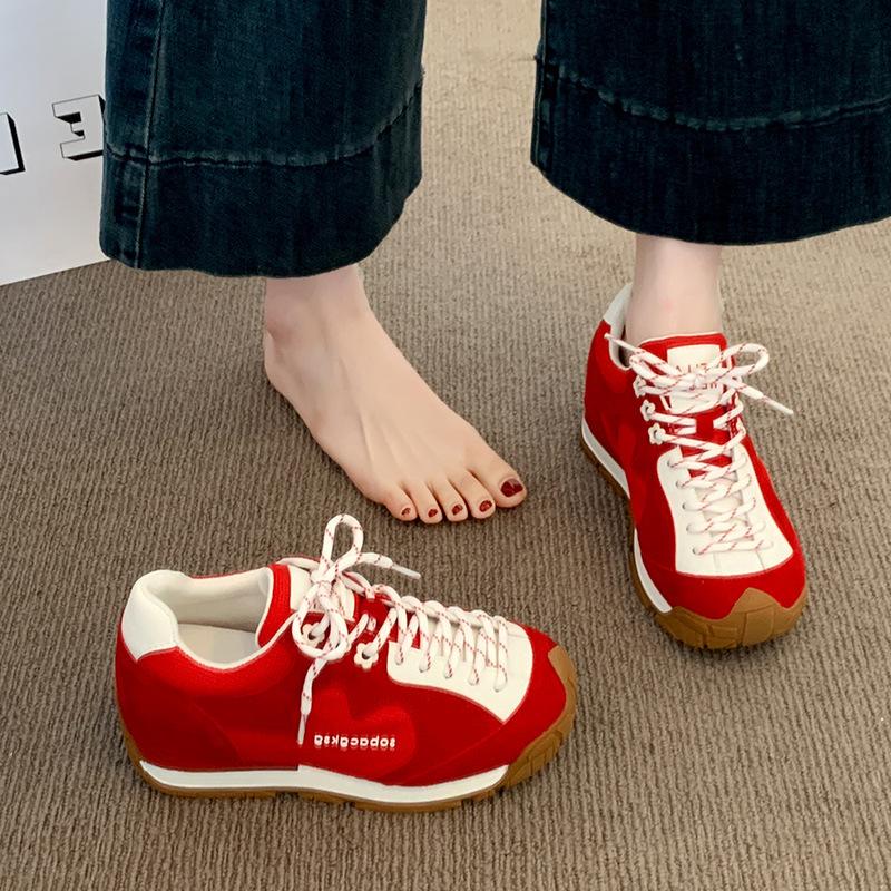 Retro Forrest Gump training shoes women's platform flower stray shoes 2025 new breathable versatile casual sports jogging shoes