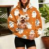 Women's Halloween Print Hoodie with Large Pet Pocket for Fall and Winter Casual Wear