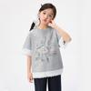 Girl's Classic Round Neck Printed T-shirt with Ruffle Trim