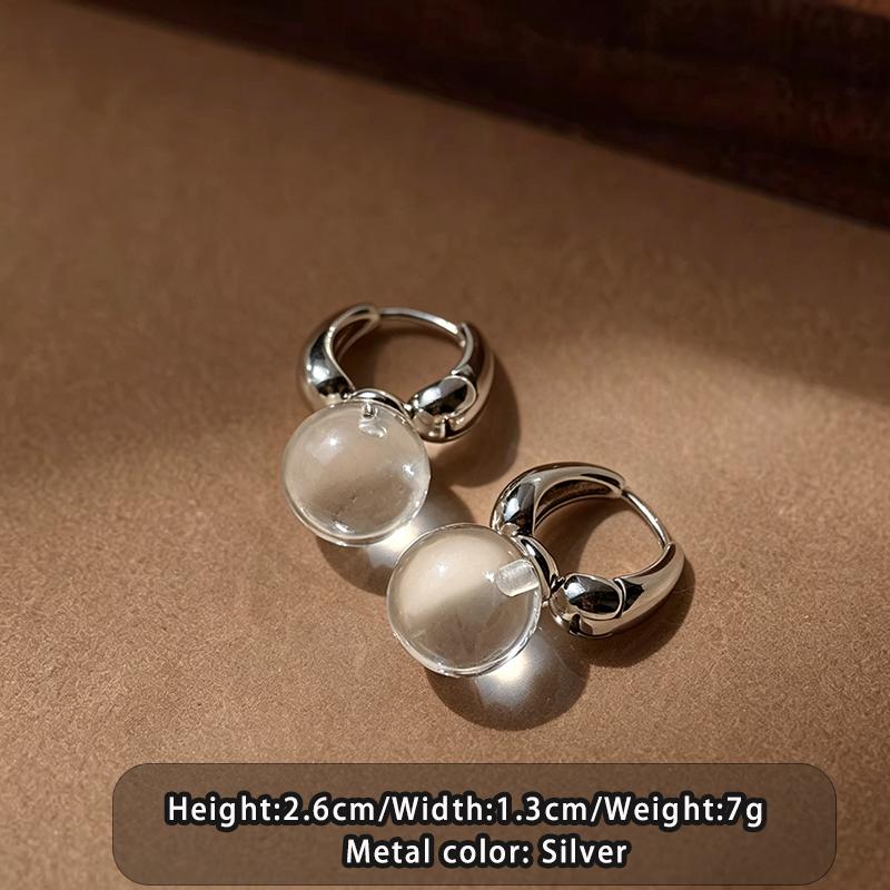 

2026 Resin Transparent round Ball Pendant Earring Hooks Korean Fashion Jewelry For Girls Women s Versatile Accessory New Design