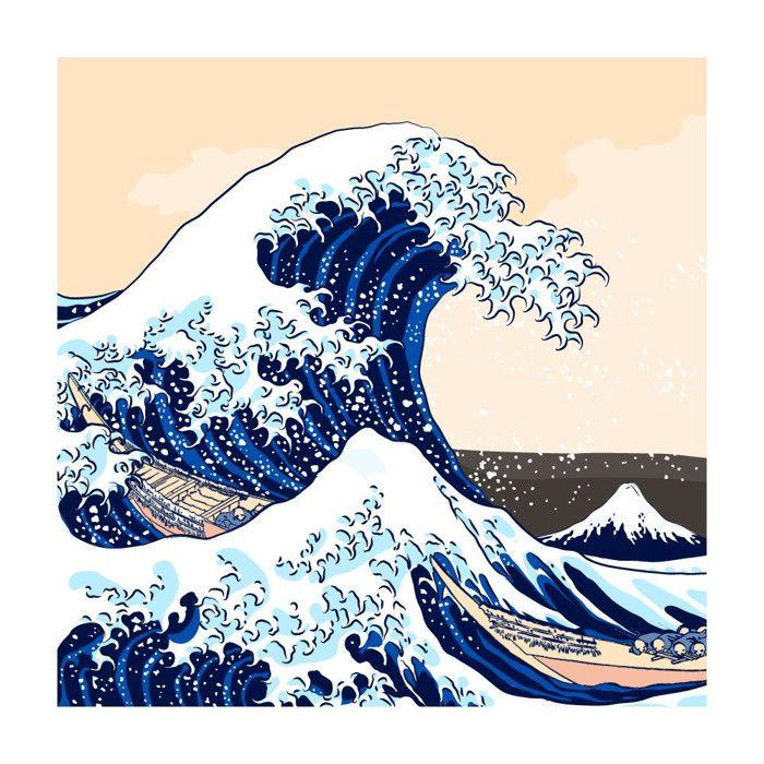Peinture par numéros - Vague - 30 x 30 cm - Acrylique - Kit créatif - Pour enfants à partir de 8 ans