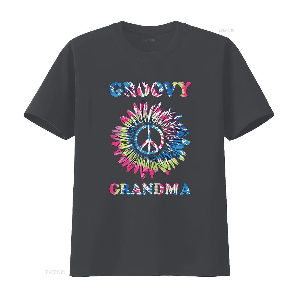 Groovy Grandma Vintage Tie Dye Peace Sign T Shirt vintage Washed Breathable Casual Slightly Top For Everyday Wear Versatile