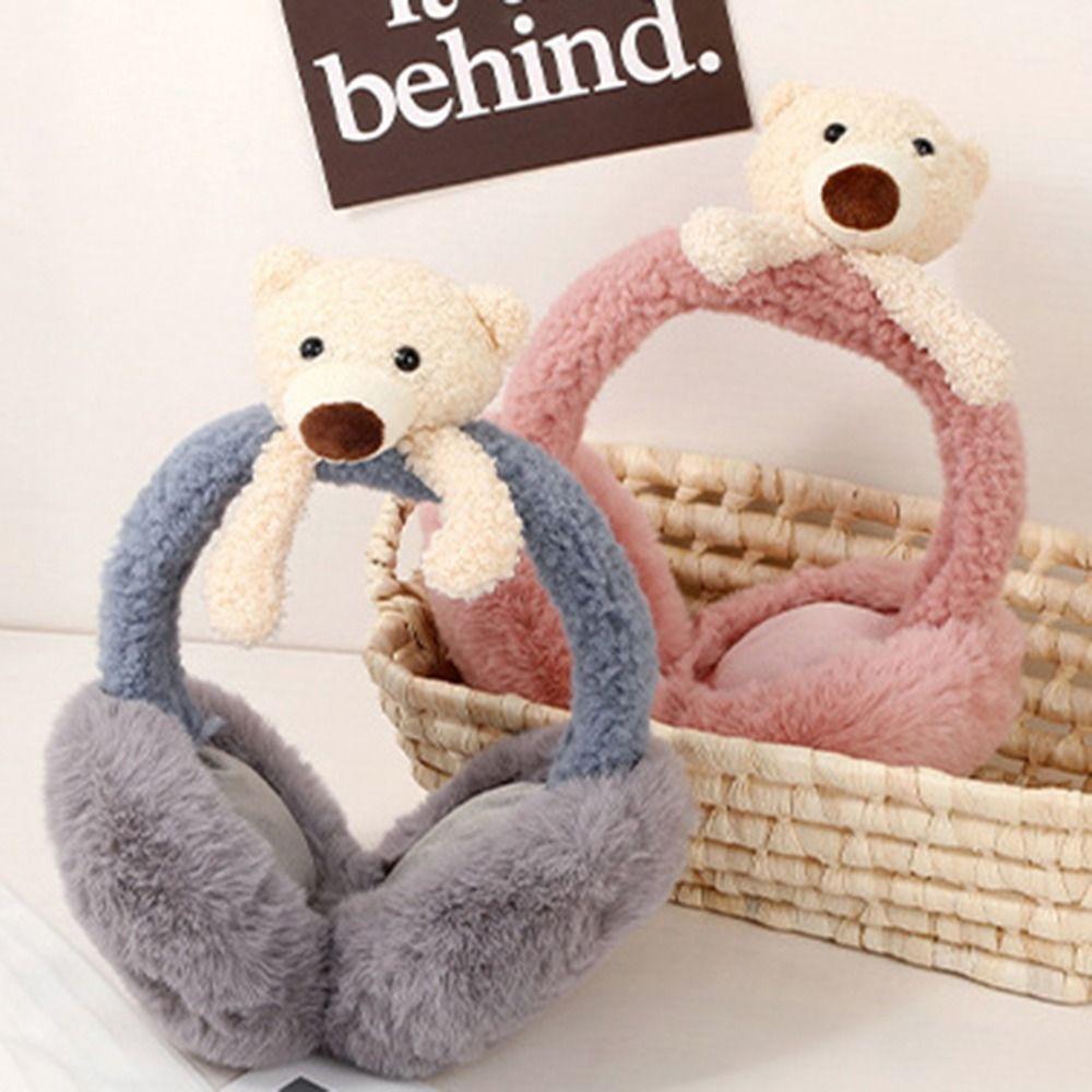 Soft For Children Stuffed Funny Unisex Female Ear Flap Bear Shape Earwarmer Cute Cartoon Earmuff