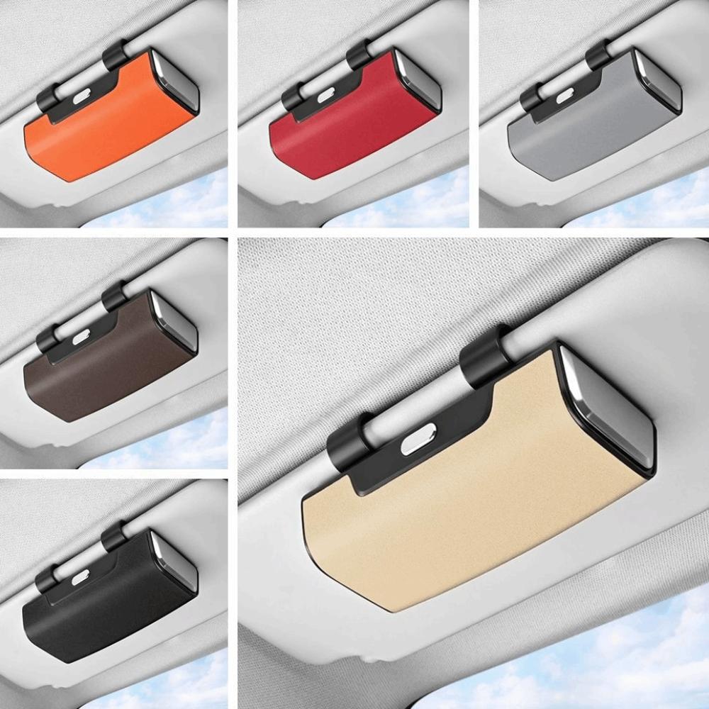 PU Leather Sun Visor Glasses Holder Glasses Protection Storage Box  Can Store AI Glasses