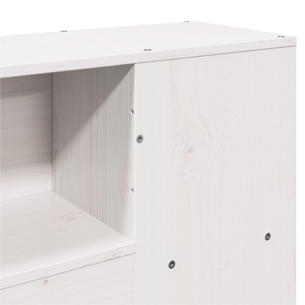Solid Wood Bed with Shelf Without Mattress White 135x190 cm Pine
