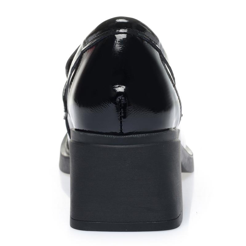 Fashion Women Loafers Non-slip 2024 Thick Heel Casual British Women Spring Shoes Lace-up Genuine Leather Women Shoes Medium Heel