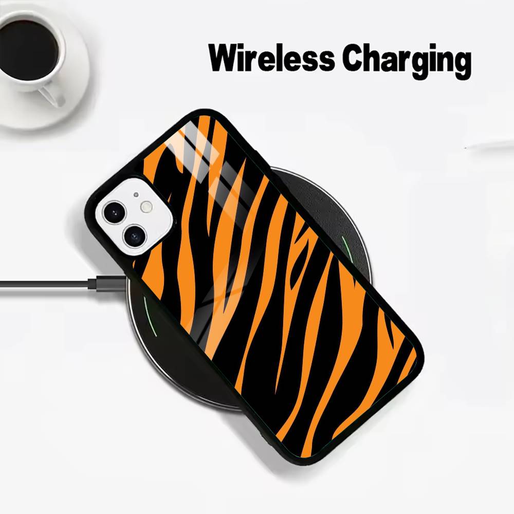 Bold Tiger Stripe Wireless charging phone case compatible with iPhone 17/16/15/14/13/12/11