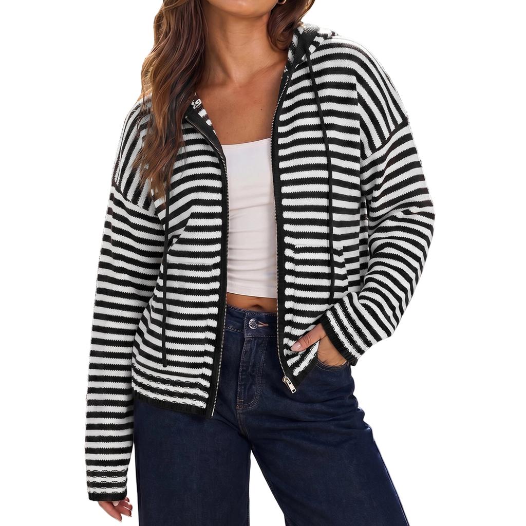 Women's Casual V-Neck Loose Fit Long Sleeve Knit Cardigan with Large Pockets