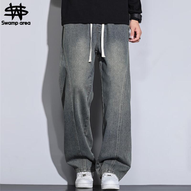 

SWAMP AREA Men s Vintage Loose Straight Curved Leg Jeans XL