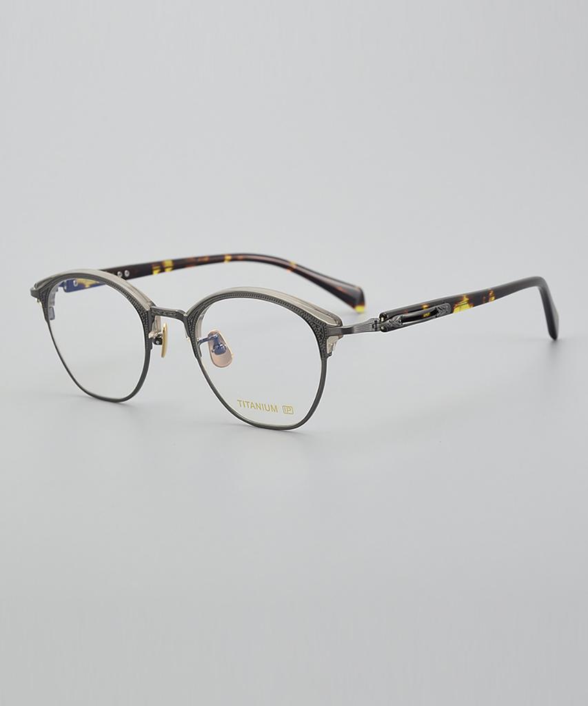 Lingkeonpeuleim E-051 Pure Titanium Eyeglass Frame Leopard