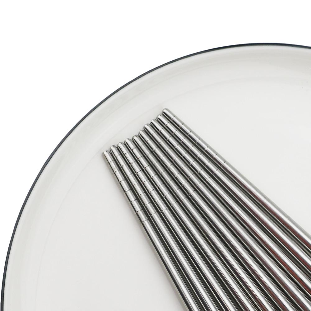 5Pairs Non-slip Head Chopsticks Reusable Stainless Steel Food Chopsticks Family Tableware Set Eco-Friendly Tableware Dinnerware Set