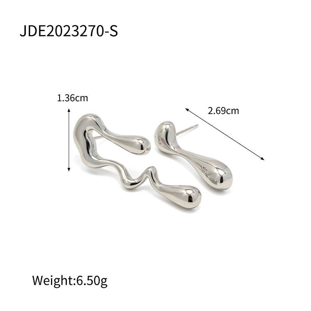 18K Gold-plated Stainless Steel Irregular Water Drop Shape Design Stud Earrings INS Versatile Geometric Earrings