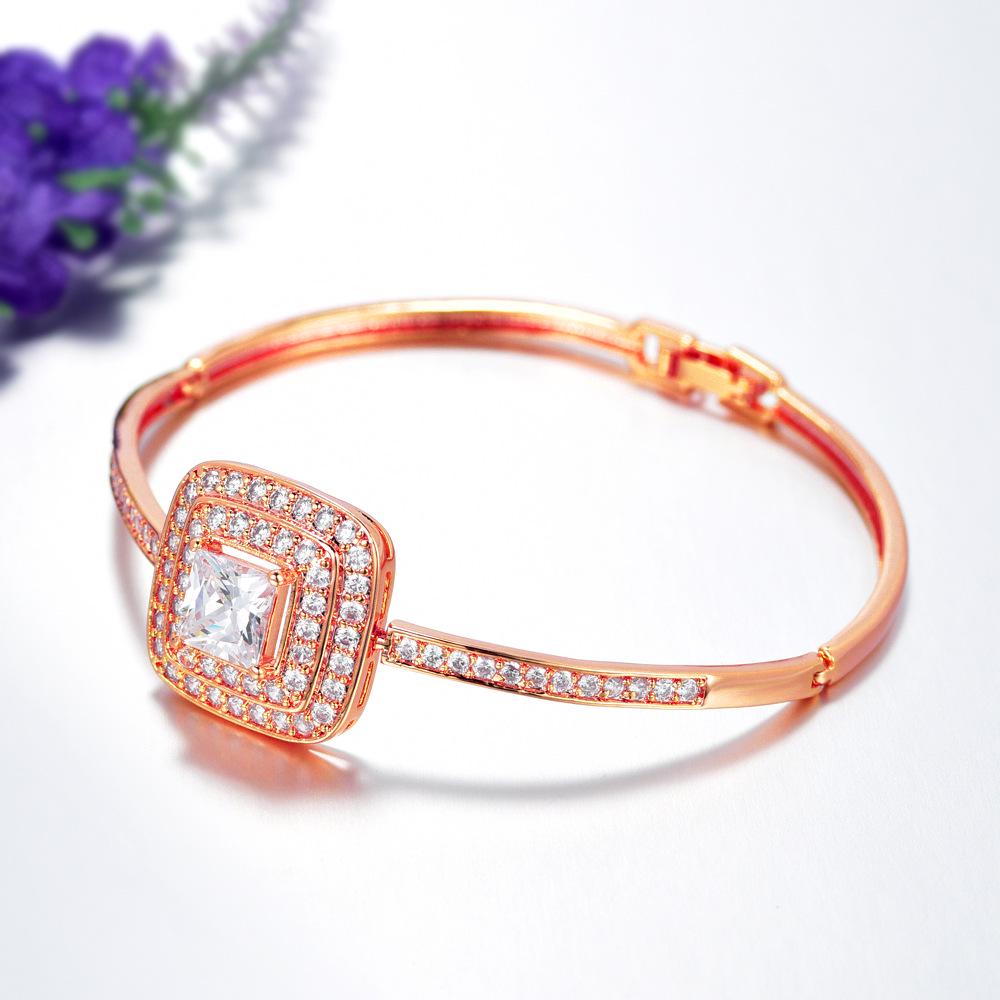 Romantic Rose Gold Plated Women's Bracelet with AA Cubic Zirconia