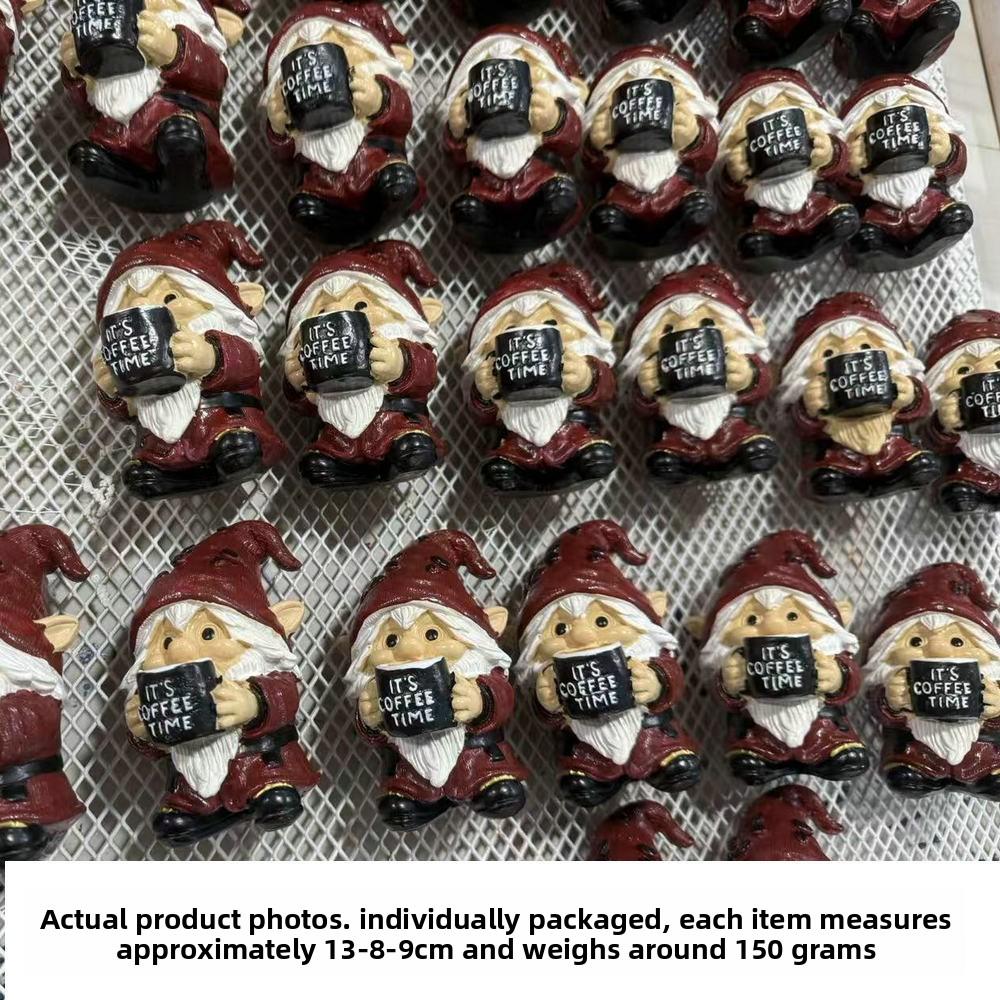 New three-dimensional coffee drinking time dwarf ornament home decoration desktop small ornament resin handicraft