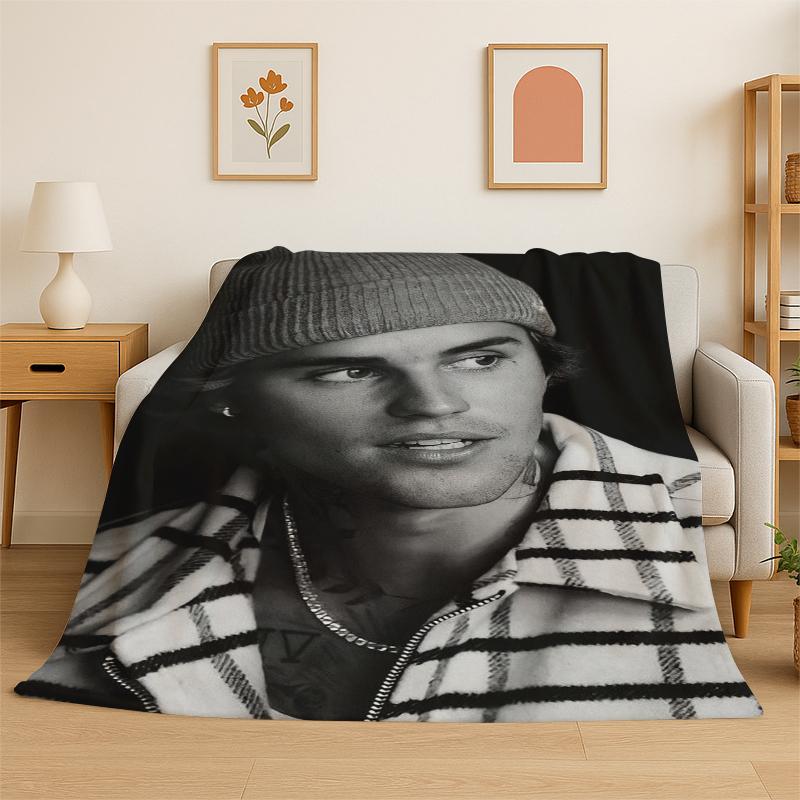3D Singer Star Flannel Blanket Soft Warm Throw Blanket for Bedroom Living Room Bed Travel Camping Picnic Gift