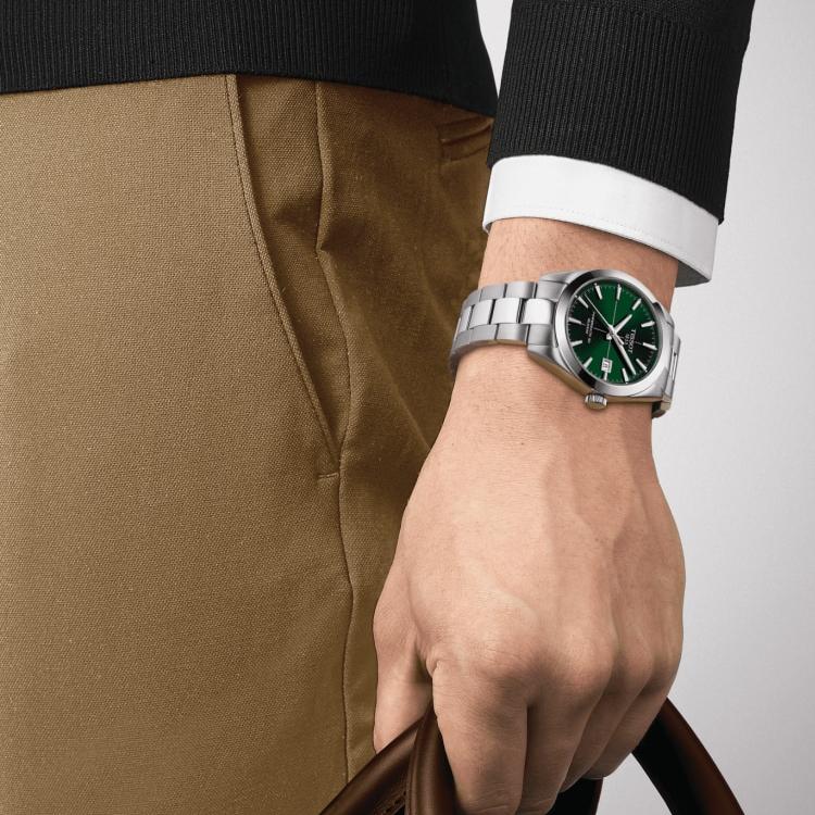 Tissot Collezione Windy Movimento Meccanico Automatico Orologi da Uomo Orologio 40mm Quadrante Verde Cassa in Acciaio Inossidabile T127.407.11.091.01