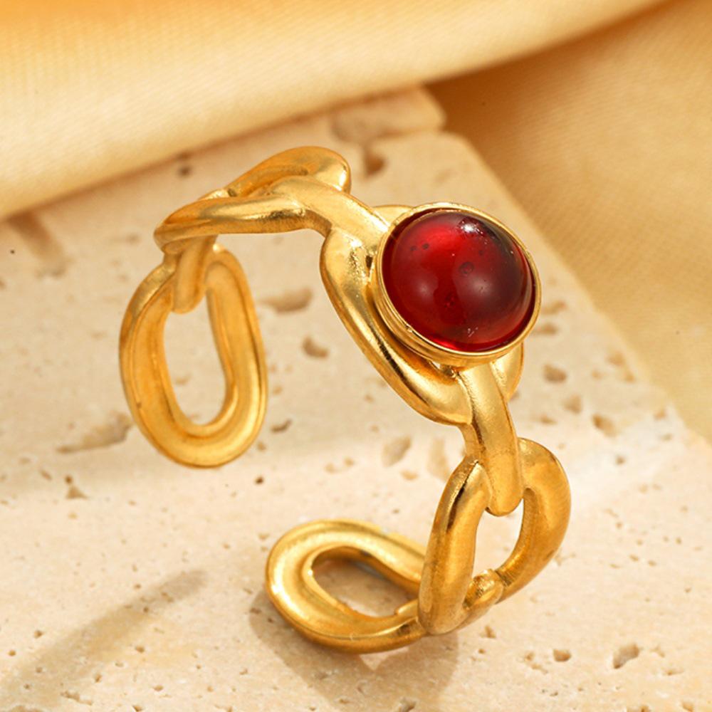 Titanium Steel Turquoise Adjustable Wide Band Ring