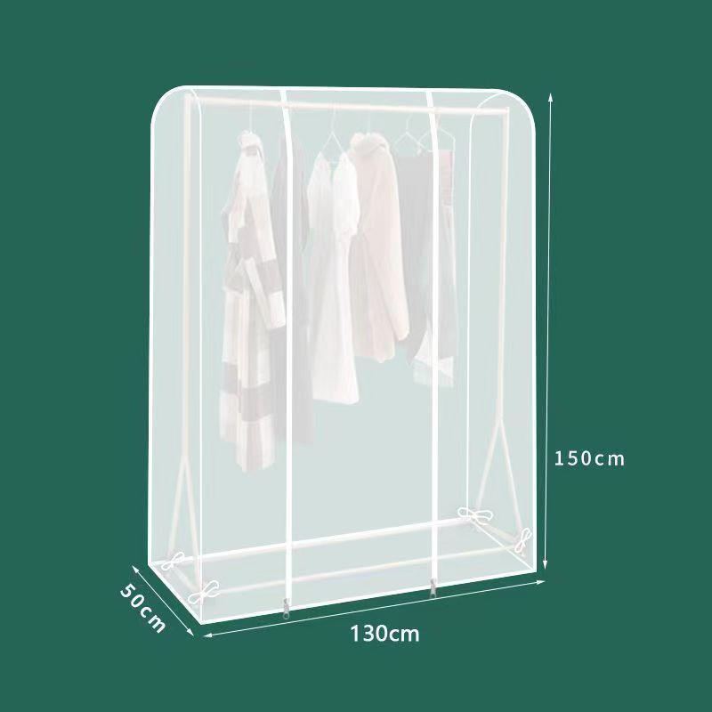 Husa transparentă antipraf pentru suport de haine cu bară dublă, de podea