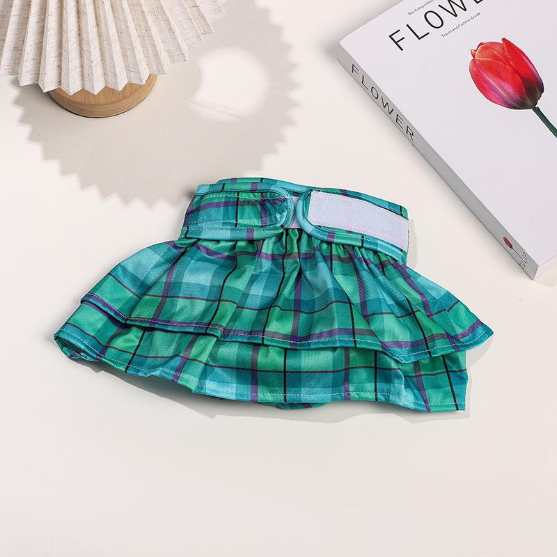 Washable Pet Physiological Pants: Small Dog Plaid Print Menstrual Diapers