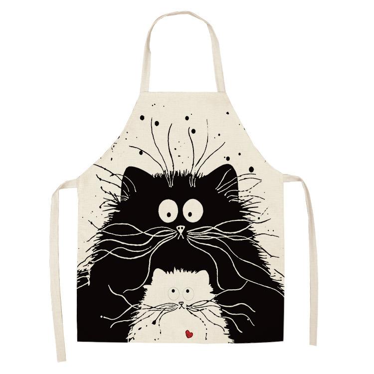 Cute Cartoon Animal Print Apron, Kawaii Cat & Owl Design, Kitchen Cooking Bib Multiple Sizes Available, Perfect for Baking Home