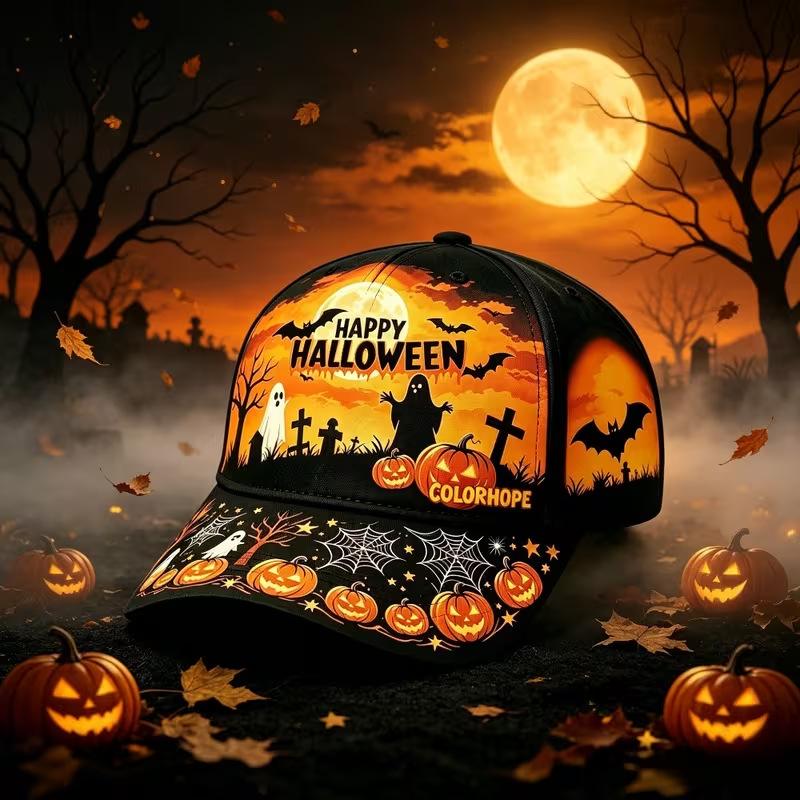 D Hot Sale Halloween Garden Morning Wear Baseball Cap Digital Printing Festival Celebration Pumpkin Cap