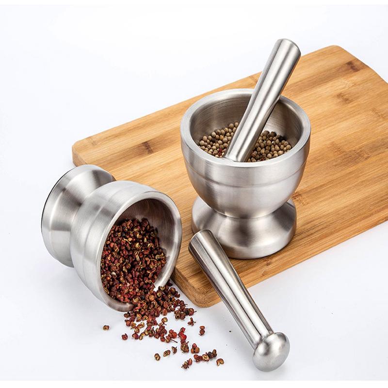 Presă de usturoi din oțel inoxidabil, mortar, ustensilă de bucătărie durabilă pentru măcinarea și zdrobirea condimentelor, ierburilor, usturoiului