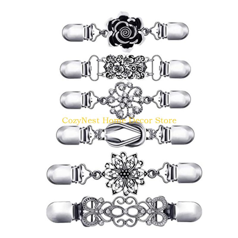 92MF Cardigan Collar Clip Scarf Collar Clip Sweater Shawl Clip Cardigan Brooch Safety Pin For Women Sweater Scarf Shawl Dress